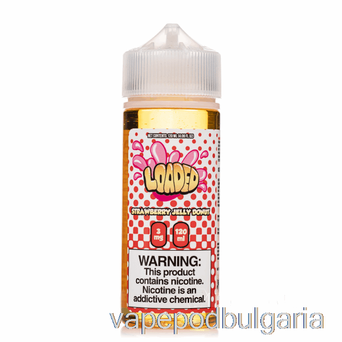 Vape 10000 Дръпки Strawberry Jelly Donut - заредена е-течност - безмилостни изпарения - 120ml 0mg